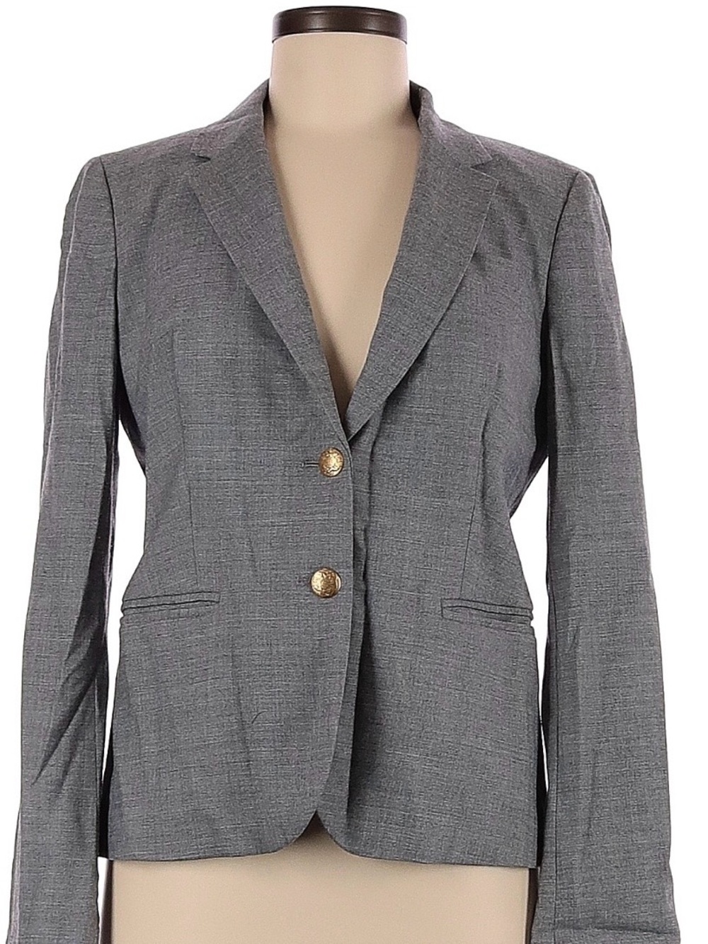 J. Crew Gray Tailored Blazer with Gold Buttons